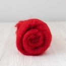 Kártolt nemezelő gyapjú új-zélandi Maori (Pipacspiros) - 100g-os csomag